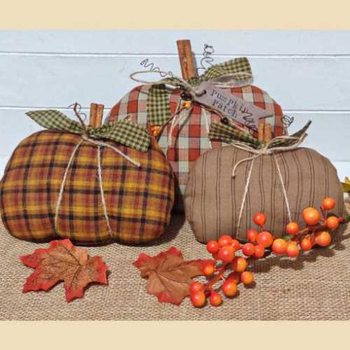 Handmade Primitive Autumn Pumpkin Patch Set of 3 - The Homespun Loft