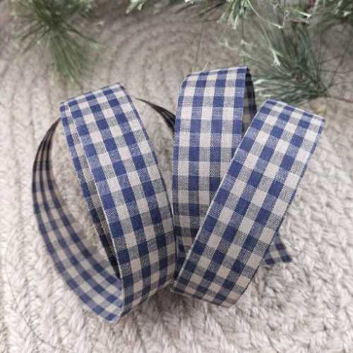 Primitive Navy and Tan Homespun Check Ribbon - The Homespun Loft