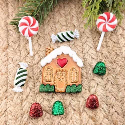 Christmas Gingerbread Cottage and Candy Buttons - The Homespun Loft