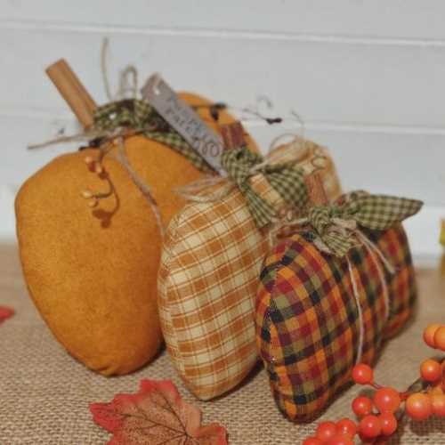 Handmade Primitive Autumny Pumpkin Patch Set of 3 - The Homespun Loft