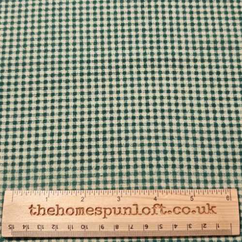 Green Tan Mini Check Brushed Cotton Fabric - The Homespun Loft
