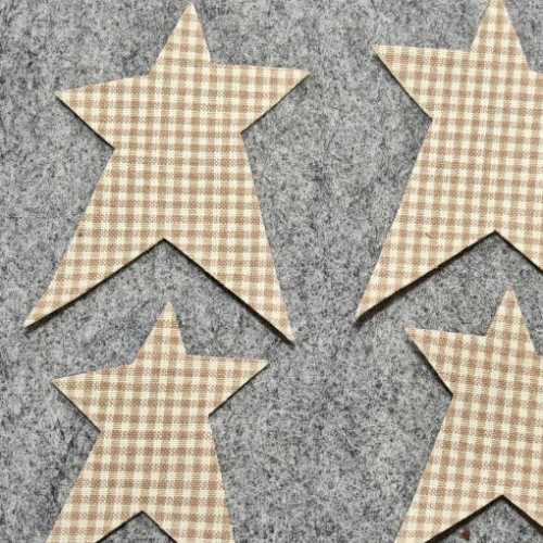6 IRON ON Cream Primitive Homespun Star Die Cuts - The Homespun Loft