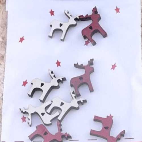 Pack of 8 Primitive Christmas Reindeer Buttons - The Homespun Loft