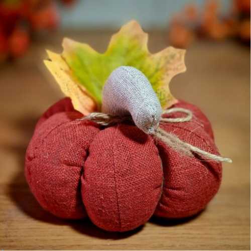 4" Dark Orange Fabric Autumn Pumpkin Halloween - The Homespun Loft