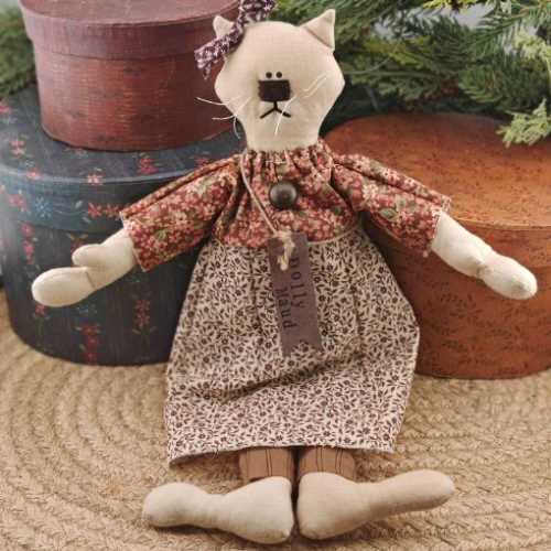 12" Handmade DOLLY MAUD Fabric Kitty Cat Doll - The Homespun Loft