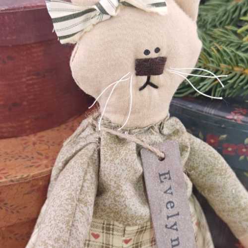 12" Handmade EVELYN Kitty Cat Doll with Pumpkin - The Homespun Loft
