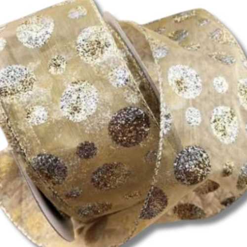 60mm Luxury wired Glitter Spotty Christmas Ribbon - The Homespun Loft