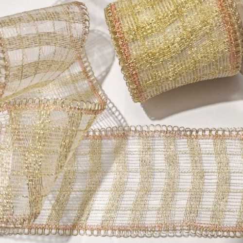 63mm Gold Glitter Stripes Christmas Ribbon - The Homespun Loft