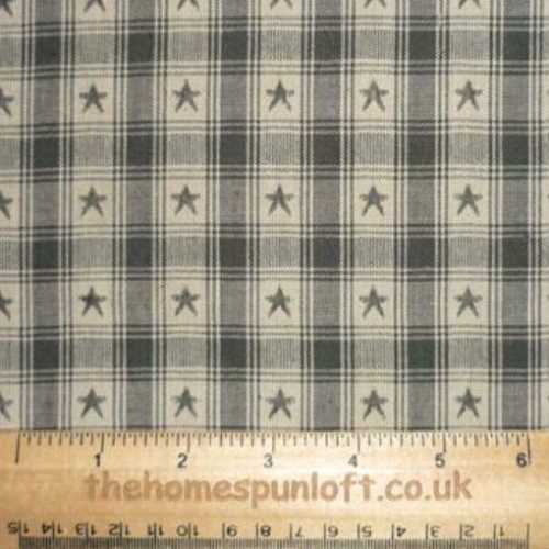 Primitive Sage Green Tan Star Homespun Fabric - The Homespun Loft