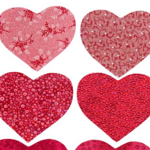 16 Brick Cotton Fabric Heart Die Cut Shapes - The Homespun Loft