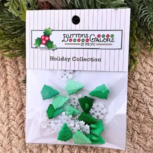 Tiny Blizzard Snowflake and Tree Buttons - The Homespun Loft