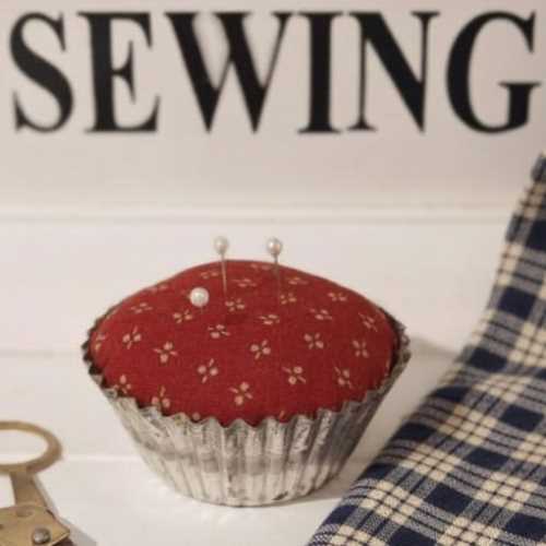 Civil War Fabric Pin Cushion in Vintage Tart Tin - The Homespun Loft
