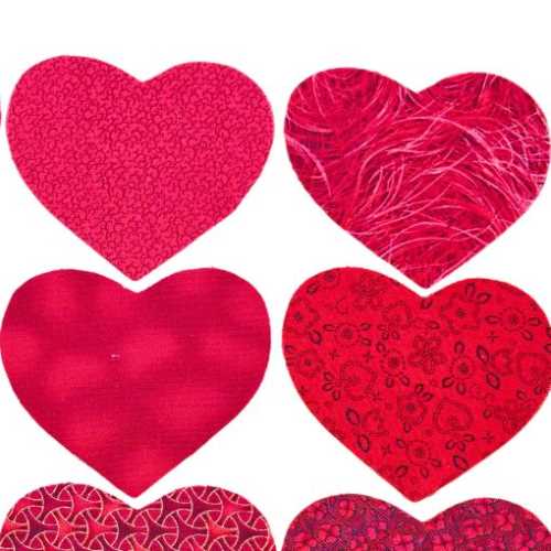 16 Barn Ruby Reds Fabric Heart Die Cut Shapes - The Homespun Loft