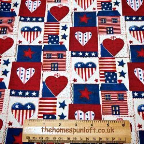 FQ Heart and Home Patriotic Fabric David Textiles - The Homespun Loft