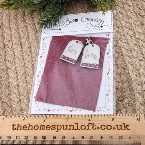 Primitive Merry Christmas Wooden Tags - The Homespun Loft