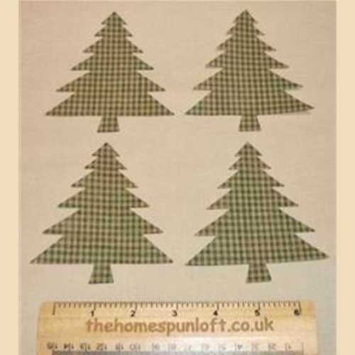 4 IRON ON Evergreen Tree Fabric Die Cuts - The Homespun Loft
