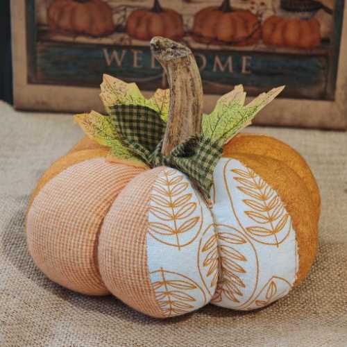 6" Handmade Country Fabric Pumpkin Autumn - The Homespun Loft