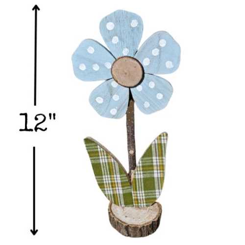 Sweetheart Rustic Painted Wooden Blue Flower - The Homespun Loft