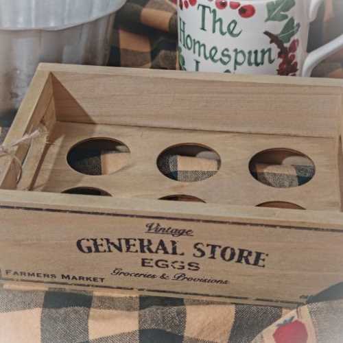 Farmer's Market Vintage Look Wooden Egg Crate - The Homespun Loft