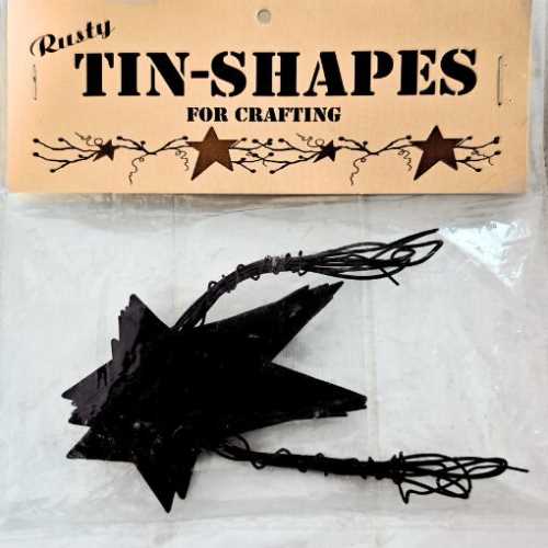5ft Primitive Black Tin 3" Star Garland - The Homespun Loft