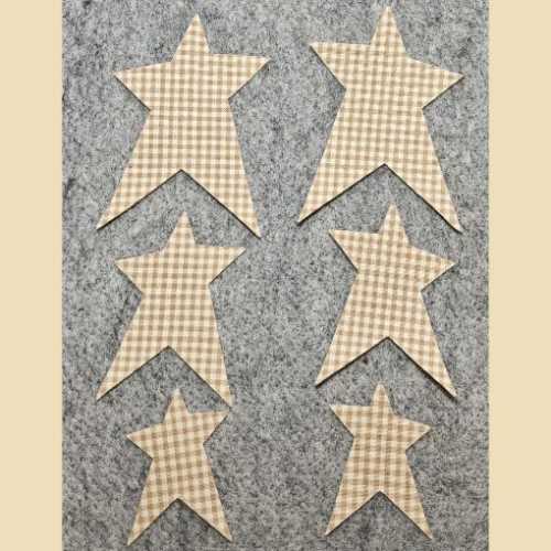 6 IRON ON Cream Primitive Homespun Star Die Cuts - The Homespun Loft