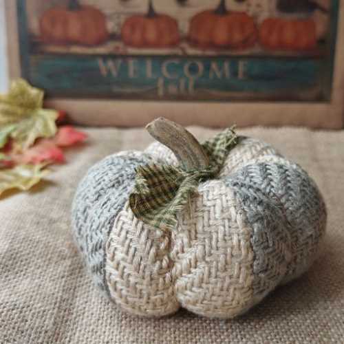 5" Handmade Ghost Fabric Pumpkin Autumn Halloween - The Homespun Loft
