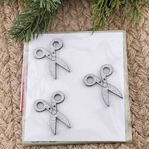 3 Glittery Sewing Scissors Wooden Button Pack - The Homespun Loft