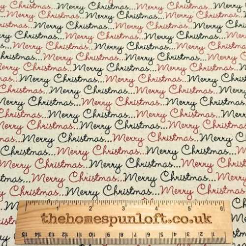 Merry Christmas Script Cotton Fabric - The Homespun Loft