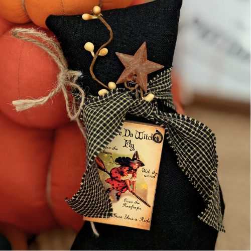 10" Primitive Witches Boot Autumn Halloween Decor - The Homespun Loft