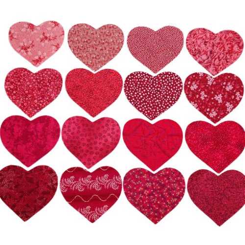 16 Brick Cotton Fabric Heart Die Cut Shapes - The Homespun Loft