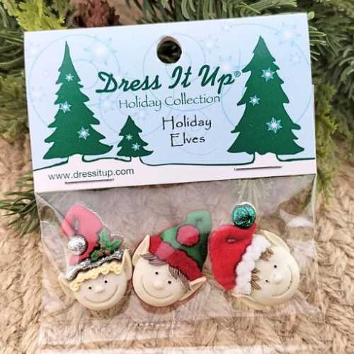 Set of 3 Holiday Collection Christmas Elf Buttons - The Homespun Loft