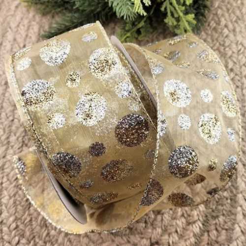 Luxury wired Glitter Spotty Christmas Ribbon - The Homespun Loft