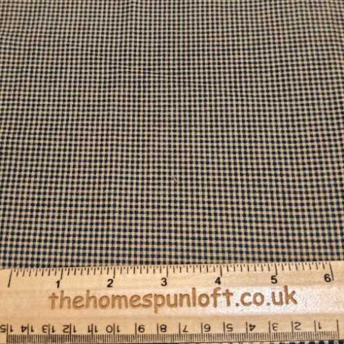 8" x 44" Primitive Mini Check Black and Tan Fabric - The Homespun Loft