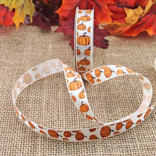 Autumn Fall Pumpkin Satiny Craft Ribbon - The Homespun Loft