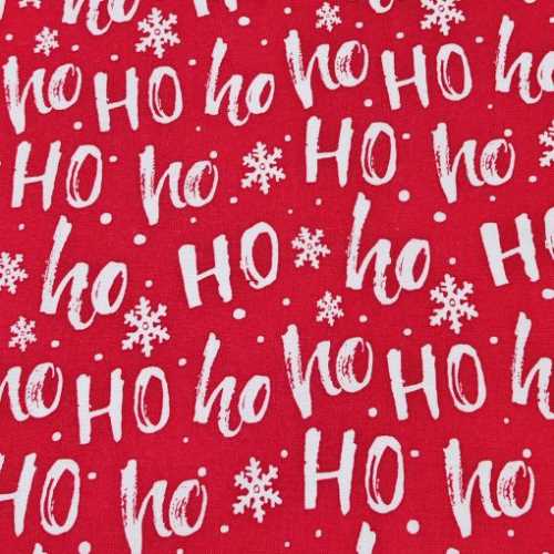 FQ WIDE Rose and Hubble Christmas HO HO HO Fabric - The Homespun Loft