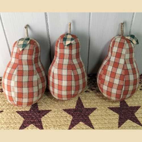 Primitive Checked Homespun Fabric Pear - The Homespun Loft