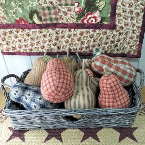 Primitive Homespun Ticking Striped Fabric Pear - The Homespun Loft