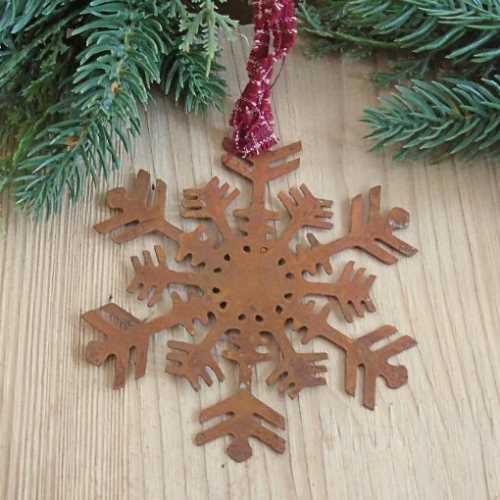 Rusty Tin Prim Snowflake Christmas Decor No. 2 - The Homespun Loft
