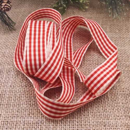 Red and Cream Homespun Check Ribbon - The Homespun Loft
