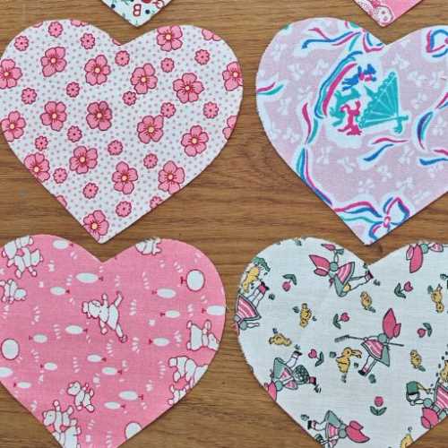 12 Cotton Fabric Heart Die Cut Shapes - The Homespun Loft