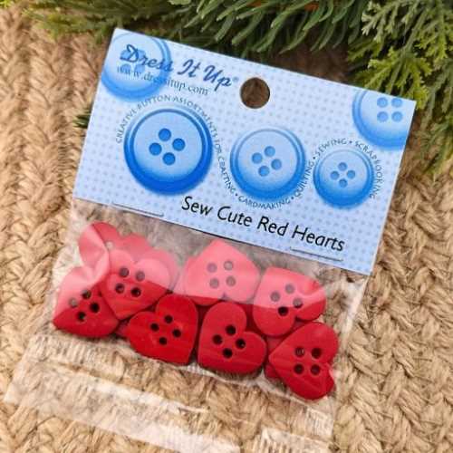 Sew Cute Red Hearts Crafting Buttons - The Homespun Loft
