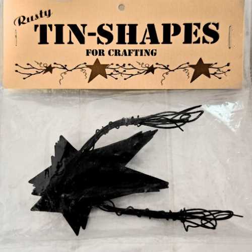 5ft Primitive 3" Star Garland in Black Tin - The Homespun Loft