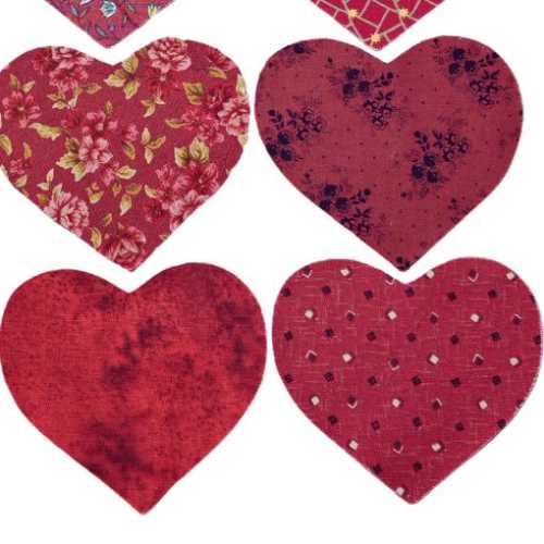 16 Rusty Barn Red Fabric Heart Die Cut Shapes - The Homespun Loft