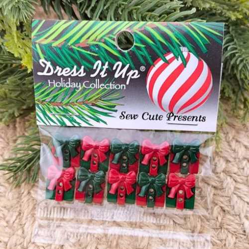 Holiday Collection Gift Wrapped Present Buttons - The Homespun Loft