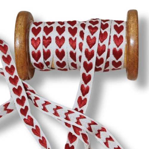 10mm Primitive Burgundy Heart Ribbon - The Homespun Loft