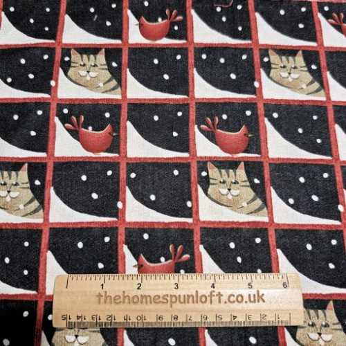 10" x 44" Skater's Village Cat Fabric for Windham - The Homespun Loft