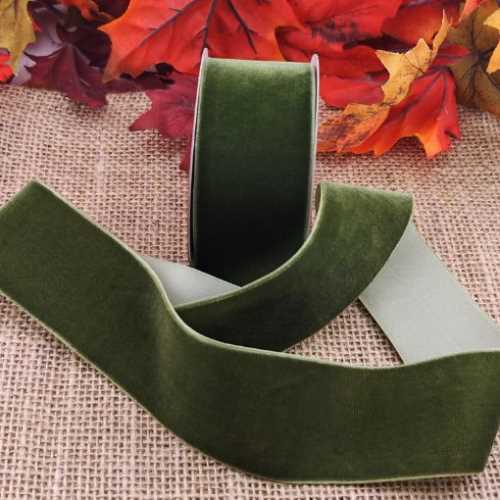 Beautiful Soft Green Velvet Ribbon - The Homespun Loft