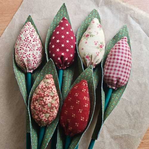 Country Fabric Flower Bouquet of Mixed Tulips - The Homespun Loft