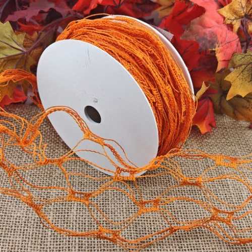 Wired Orange Net Ribbon Autumn Decor - The Homespun Loft