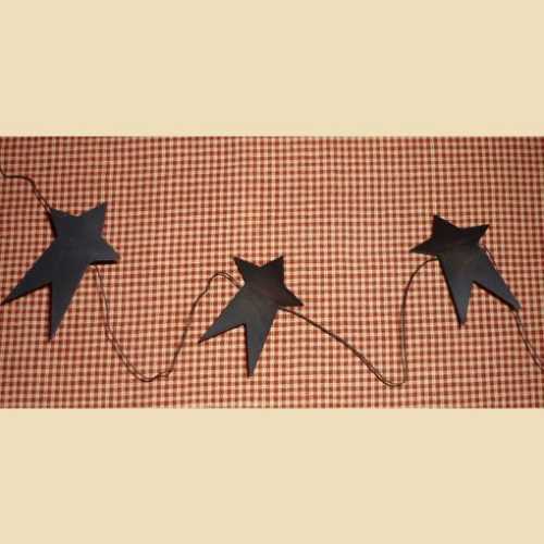5ft Primitive Black Tin 3" Star Garland - The Homespun Loft